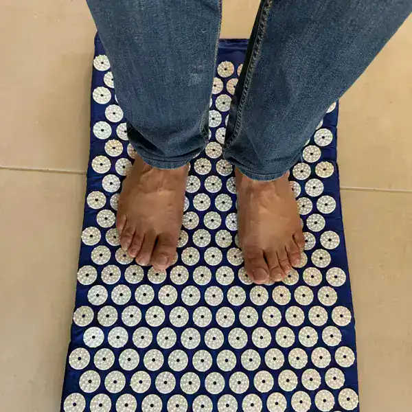 SpikeRest acupressure mat in Navy Blue, photographed by a verified buyer in Australia
